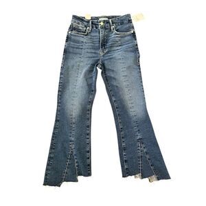 Good American Women's High-Rise Flare Jeans Size 4 Blue Split Hem NWT